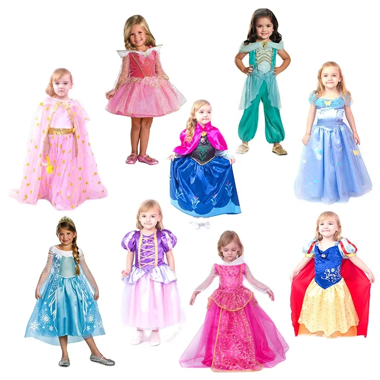 High Quality Fairy Girl Costume Party Cosplay Lush Purple Princess Dress For Kid