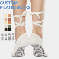 Chaussettes antidérapantes de haute qualité pour femmes, chaussettes de fitness, de yoga et de pilates, chaussettes à lacets à coupe basse