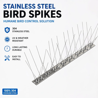 Piques anti-oiseaux 100 % acier inoxydable massif, résistantes aux intempéries et aux UV, sans base en plastique, 50 cm, respectueuses de l'environnement, durables et écologiques