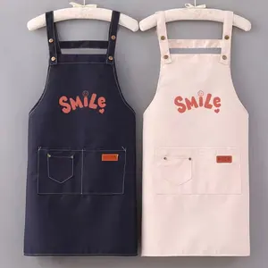 Custom Logo Canvas Chef Cottons Waiter Unisex Uniform Cooking Kitchen Bar Aprons Work Commercial Cafe Restaurant Apron