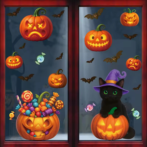 Pegatinas de <span class=keywords><strong>Calabaza</strong></span> de Halloween, Decoración Festiva, Calabazas de Caramelo, Pegatinas Electrostáticas, Pegatinas de Gato Negro Fantasma para Ventanas - Product Image 2