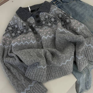 <span class=keywords><strong>Pull</strong></span> en tricot chaud tendance pour garçons, automne/hiver 2025, nouveau style coréen, vêtements <span class=keywords><strong>gris</strong></span> pour grands enfants - Product Image 2