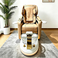 Sillón de Pedicura Eléctrico Reclinable de Lujo con Baño para Pies, Función de Masaje para el Cuidado de las Uñas y Luces LED Multicolores