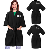 Robe de coiffure imperméable et résistante au blanchiment avec manches, logo personnalisé, pour coupe de cheveux, esthétique, spa, salon, cape de barbier, tablier kimono