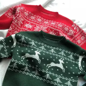Toddler chàng trai cô gái giáng sinh áo len mùa đông trẻ em crewneck Áo thun dài tay áo Xmas bé đan Jumper