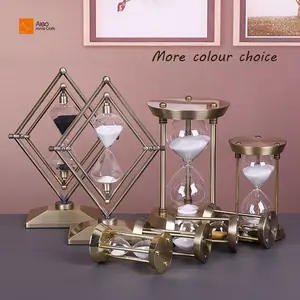 Relógio de mesa artesanal em forma de diamante para uso doméstico e no escritório, temporizador de areia em liga de zinco para mesa, novo relógio de ampulheta