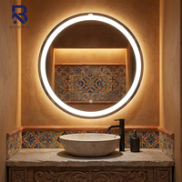 Miroir de salle de bain LED, formes multiples (rond, arche, rectangle), pleine longueur, rétroéclairé, anti-buée, tactile, à intensité variable, miroir de maquillage, vente en gros