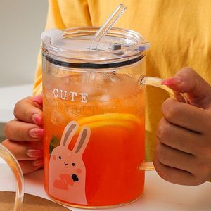 Vaso <span class=keywords><strong>de</strong></span> Verano Lelyi Creativo y Único <span class=keywords><strong>de</strong></span> Gran Capacidad, Vaso <span class=keywords><strong>de</strong></span> <span class=keywords><strong>Vidrio</strong></span> Borosilicato con Pajita <span class=keywords><strong>Medidora</strong></span>, Diseño <span class=keywords><strong>de</strong></span> Animales Adorables, Regreso a Clases, Hogar - Product Image 4