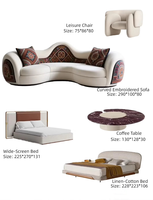 Ensemble complet de salon personnalisable, canapé-lit en cuir et tissu haute densité de qualité supérieure pour villa de luxe