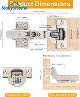 Charnières de meuble encastrées à fermeture amortie avancée 35 mm, réglables en 3D, à clipser, en acier, pour meubles modernes sans cadre