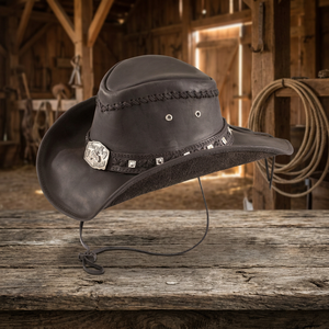 Sombrero Vaquero de Cuero Genuino, Ligero, Absorbente de Sudor, Ajustable, Estilo Moderno, Informal, para Ciclismo, Playa, Viajes, Uso en las Cuatro Estaciones - Product Image 1