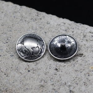 Klasik batı moda boğa desen Conchos kazınmış Metal düğmeler yıkanabilir giyim deri aksesuar sap - Product Image 5