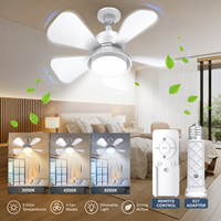 Ventilateur de plafond LED 220V avec douille E27, lampe de plafond avec télécommande, ventilateur de refroidissement à économie d'énergie pour la maison