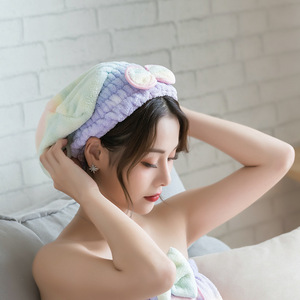 Gorro de secado de cabello Jiemeirui Rainbow de 26x31 cm, toalla de microfibra súper absorbente para mujeres, gorro de ducha de secado rápido. - Product Image 2