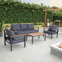 Ensemble de canapé d'extérieur portable Joye Leisure avec cadre en aluminium, design minimaliste moderne, table basse et chaises pour usage hôtelier