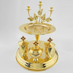 Penjualan pabrik perlengkapan Gereja Piringan Emas lapisan kualitas tinggi Set piring Vigil malam Gereja Set jam malam - Product Image 1
