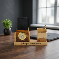 Plateau de table en bois personnalisé fait main Liviya Vintage - Produit promotionnel pour le bureau, idéal pour la rentrée scolaire et Noël