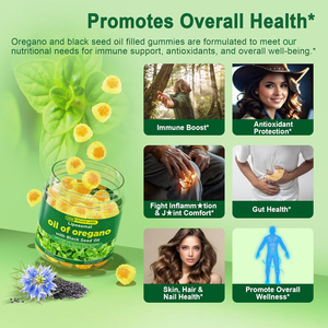 Carvacrol thymoquinone vitamin E, C D3, kẽm hỗ trợ chống oxy hóa OEM liposomal dầu của oregano đầy Gummies với dầu hạt đen - Product Image 4