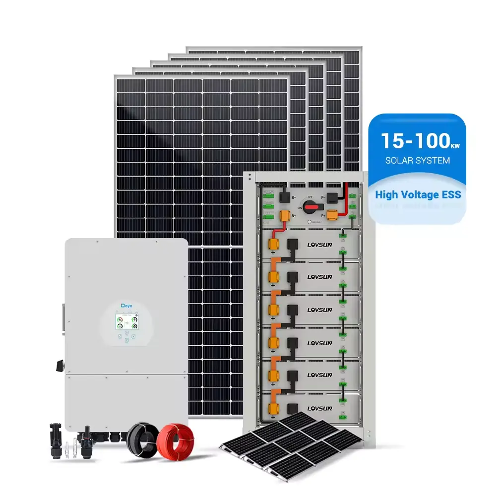 50KW güneş enerjisi sistemi PV modülü montaj hibrid sistemi kapalı ızgara güneş enerjisi istasyonu 50 kilowatt GÜNEŞ PANELI