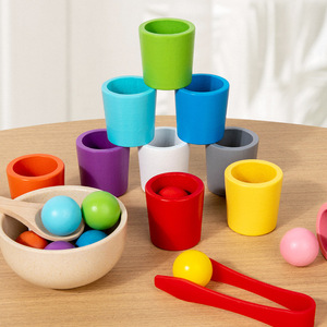 Juguete Educativo Montessori de Madera para Bebés, Vasos de Clasificación de Colores, Rompecabezas para la Primera Infancia, Entrenamiento Cognitivo, Concentración y Motricidad Fina - Product Image 1