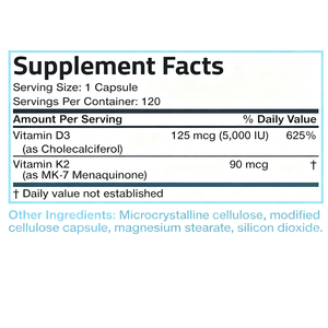 Cápsulas Veganas de Gel Macio de Marca Privada OEM 2-em-1 Vitamina K2 como MK-7 & D3 para Adultos e Recém-Nascidos Melhoram a Imunidade e a Energia - Product Image 2