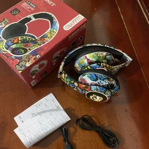LX-8686 Graffiti sans fil BT casque <span class=keywords><strong>Gamer</strong></span> avec micro pour Iphone enfants <span class=keywords><strong>PC</strong></span> jeu BT 5.1 prise en charge des écouteurs carte TF casque pliable - Product Image 4