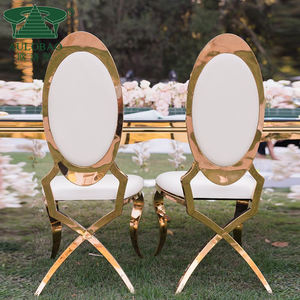 Chaises de salle à manger modernes en acier inoxydable à dossier haut de gamme - Product Image 1