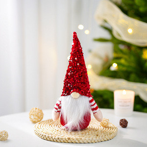 Décorations <span class=keywords><strong>de</strong></span> Noël <span class=keywords><strong>de</strong></span> luxe léger en tissu à sequins : Père Noël, Bonhomme <span class=keywords><strong>de</strong></span> neige, Élan, Poupées décoratives pour la maison - Product Image 6