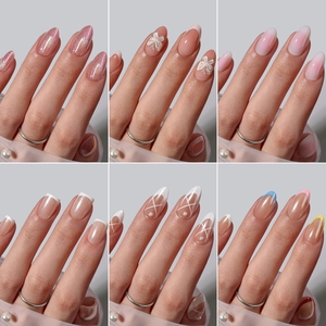 เล็บปลอมสีชมพูวิ้งๆ ทำมือสำหรับวันวาเลนไทน์ คุณภาพสูง ขายส่ง ทรงอัลมอนด์ เจลนิ่ม 3 มิติ ปลายเล็บแบบฝรั่งเศส กดติดง่าย จำนวนมาก - Product Image 2