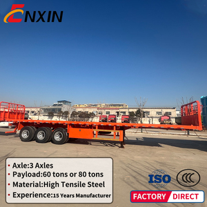 Trailer Truk Semi Flatbed Kontainer Pengiriman 3-Axle 20ft & 40ft 45 Foot Baru untuk Dijual - Product Image 1