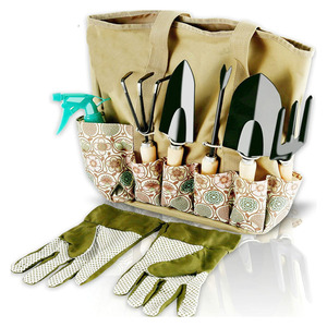 Garden Tool Set 8 Piece Stainless Steel Wooden Handle Digging Planting Weeding Kit With Spray Bottle And Gloves - Product Image 2