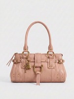 Sac à main en PU grande capacité pour femme, style Millennial, sac à bandoulière, nouvelle collection 2026, sac fourre-tout tendance transfrontalier avec rivets et fermoir, à porter sous le bras