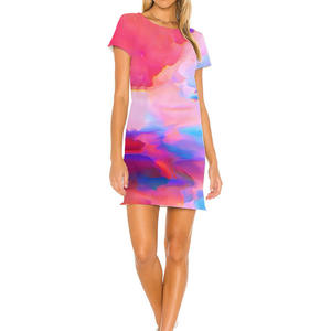 Impression à la demande Sexy Wrap Round Neck All Over Print Summer Short Digital 3D Print Sleeves Dresses Women Casual Custom Dress - Product Image 5