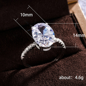 Anello Grande con Pietra di Cristallo da Donna, Classico ed Elegante, Regolabile, in Lega di Rame, Stile Fidanzamento, Gioiello di Moda - Product Image 5