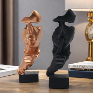 Silence est d'or : Ornements artistiques abstraits en résine époxy, statues de visages, idées de décoration de style européen pour meubles TV et entrées. - Product Image 4