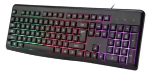 Tutup kunci tinggi perumahan logam pabrik OEM keyboard gaming berkabel dengan warna pelangi tunggal