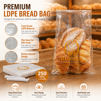 Sac d'emballage plat en LDPE transparent de qualité alimentaire imprimé sur mesure, résistant aux déchirures, pour pain, pochette de conservation en plastique pour boulangerie