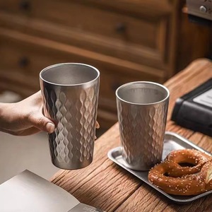 304 Stainless Steel Mug Double Wall Flake Pattern 180ml 260ml 300ml 350ml 450ml 550ml 680ml Outdoor Camping Drinkware - Product Image 1