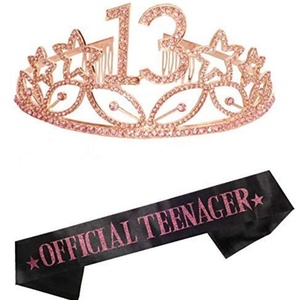 <span class=keywords><strong>13th</strong></span> cumpleaños Tiara nupcial feliz <span class=keywords><strong>13th</strong></span> fiesta de cumpleaños suministros <span class=keywords><strong>13th</strong></span> Officinal adolescente conjunto para <span class=keywords><strong>13th</strong></span> fiesta de cumpleaños suministros - Product Image 1