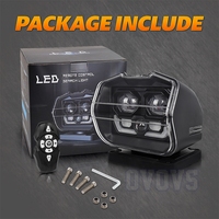 Projecteur de recherche à télécommande OVOVS 360 degrés avec faisceau laser, projecteur LED pour bateau, SUV, maison, ferme, champ, jardin