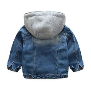 Veste en jean en coton à manches longues de haute qualité 2021, vente en gros, manteau à capuche double couche tendance pour garçons, vestes pour enfants - Product Image 3