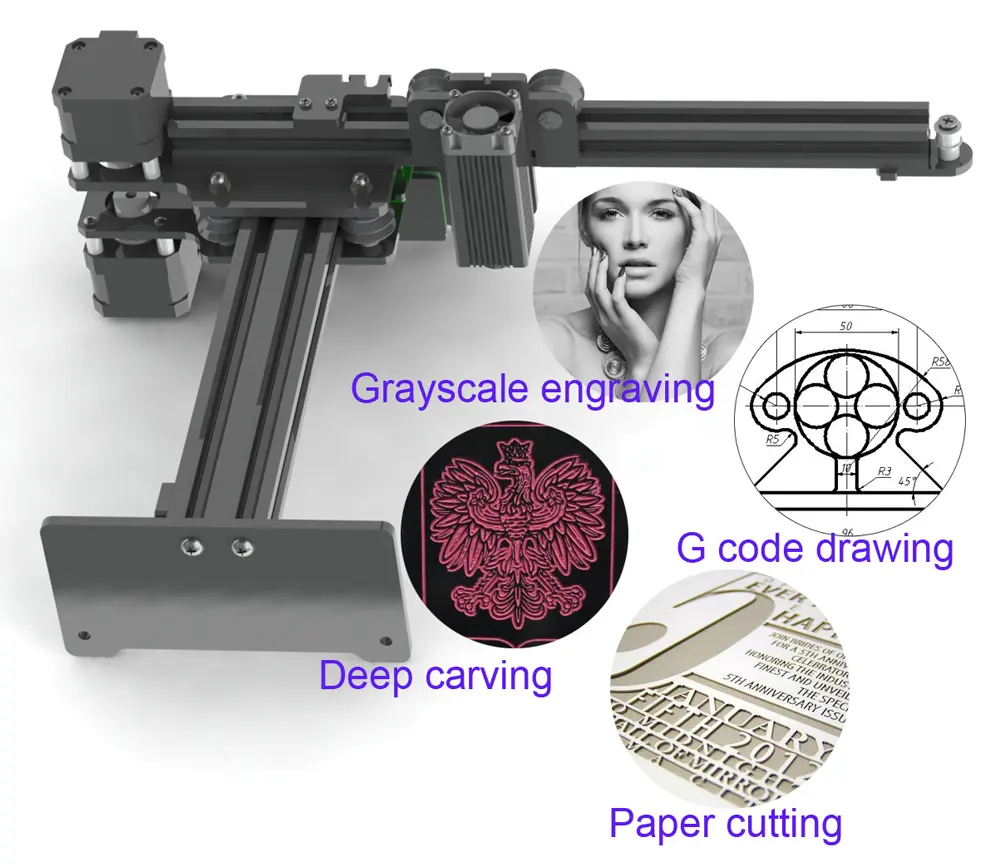 Neje master gravadora a laser 20w, máquina diy, impressora de logotipo para windows, mac, ios e android, corte de madeira