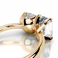 Bague de fiançailles en moissanite en argent S925 plaqué or jaune avec deux pierres émeraude taille poire certifiées GRA