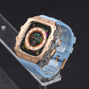 Pour montre 10 46mm en <span class=keywords><strong>acier</strong></span> inoxydable avec boîtier de montre PC avec bracelet en caoutchouc fluoré boîtier de protection modifié couvercle de montre - Product Image 2