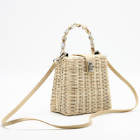 Petite boîte de perles, sac en paille, sac femme fait main épaulé
