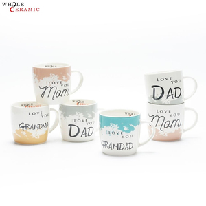 Tasse à café en céramique personnalisée en gros pour la famille (thème maman et papa), tasse en porcelaine artistique dégradée de haute qualité pour <span class=keywords><strong>cadeau</strong></span> parental - Product Image 1