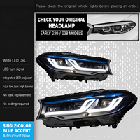 Feux avant de voiture style laser LCI modifiés pour BMW Série 5 G30 2018-2020, DRL jaune/blanc, pièces G30, installation facile