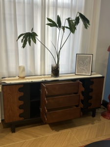 Modern Wave-Shaped <b>Sideboard</b> Large Capacity Living Room <b>Sideboard</b> Design Solid Wood Side <b>Storage</b> Cabinet for Home Furniture - Product Image 3