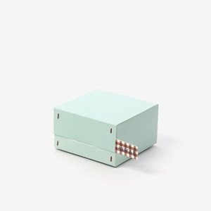 <b>Square</b> Rigid Gift Box With Orange Lid And Patterned Sides Recyclable Paperboard Offset Printed MERCI Label - Product Image 3