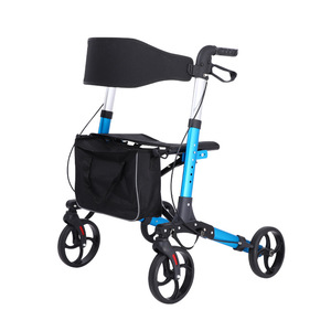 Chariot de marche multifonctionnel Junbo bleu, réglable en hauteur, quatre roues, léger et pliable pour personnes âgées - Product Image 2